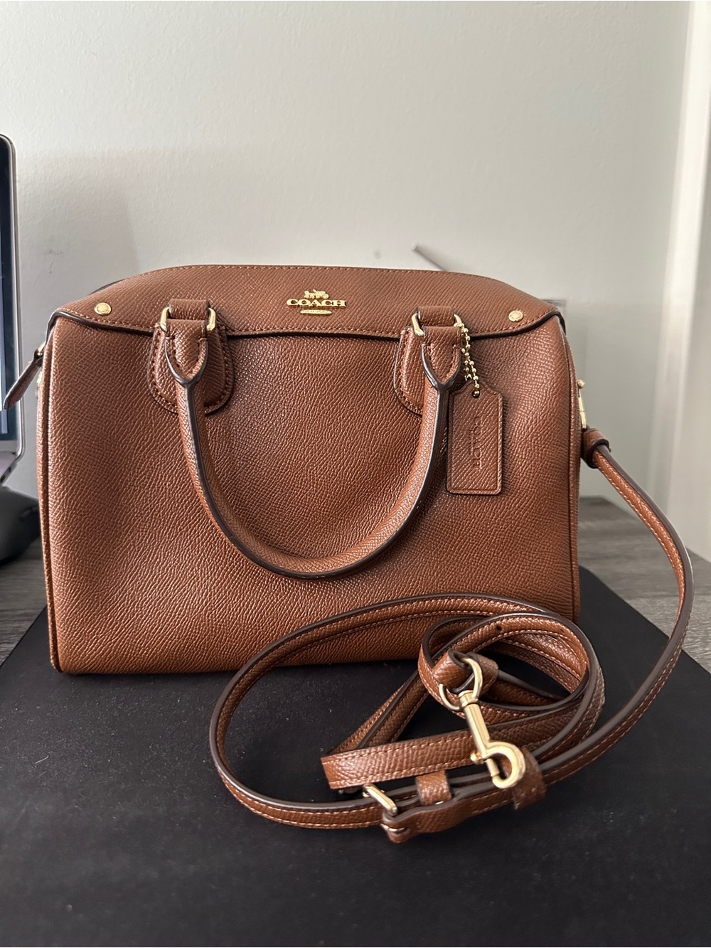 Coach Mini Bennett Brown Leather Satchel with Removable Strap